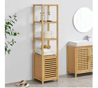 Étagère de salle de bain Liminka à 4 niveaux avec porte 140 x 34 x 33 cm
