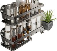 Étagère de salle de bain, Montage mural, Double niveau, 2PCS Gris Rack