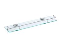 Étagère de salle de bain murale en verre trempé de 7 mm, étagère de rangement rectangulaire avec rail en acier inoxydable - Nizer élégante pour douche, baignoire et décoration d'intérieur.
