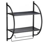 IDIMEX Etagère de Salle de Bain Murale Janine avec 2 tablettes et 2 tringles Portes-Serviettes, en métal Noir