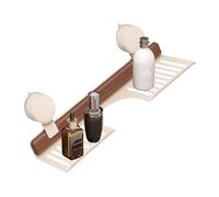 Étagère de salle de bain - Organiseur mural à ventouse, porte-savon pour robinet en noyer, solution de rangement légère, conception d'installation sans tracas, économiseur d'espace pour la maison, la