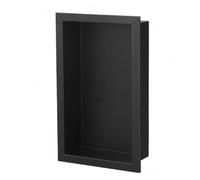 Étagère de salle de bain rectangulaire en acier inoxydable - Solution de rangement pour douche encastrée, pas de carrelage nécessaire, mur à faire soi-même - Design noir élégant pour salles de bains