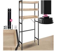 Étagère de salle de bain - TECTAKE - Colonne sur 3 niveaux SEATTLE en bois et acier - Bois clair