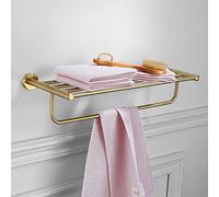 Étagère de Salle de Bain Vintage en Or brossé avec Porte-Serviettes Porte-Papier Toilette en Acier Inoxydable et Support de téléphone Portable Porte-Papier Toilette Exquis avec étagère pour