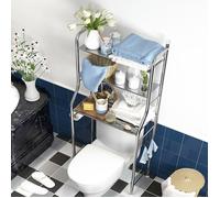 Étagère de salle de bains en inox 2 Niveaux Pour Wc et Lave-Linge H 138 cm
