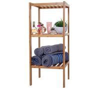 Étagère de salle de bains HWC-B18 Armoire Bambou ~ 80x34x33cm