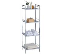 Étagère de salle de bains MATIS sur pied avec 4 tablettes, en métal chromé