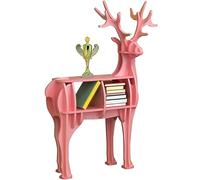 Étagère De Sol Bibliothèque Etagere Atterrissage Créatif en Forme De Cerf Étagère À Livres, Étudier Les Animaux Géométriques Modernes Porte-revues, Décoration d'art De Pavillon (Color : Rose, S : 58