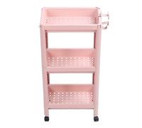 Étagère de Sol de Salle de Bain, Gain de Place, Accès Facile, étagère Debout Durable Rose Multicouche pour Le Bureau (3 Couches (avec Roues))