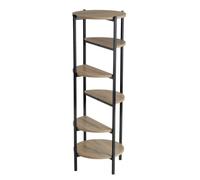 Étagère de Sol Ronde avec 6 étagères en PB et métal Naturel et Noir