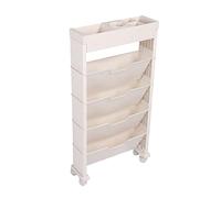 Étagère de Stockage de bibliothèque Mobile avec Roues, Organisateur Multi-Couche de Grande capacité pour Les Livres de Livres de Livres, Cadre en Plastique PP Robuste 78,5 x 39,5 (Beige)