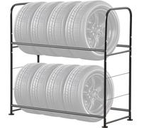 Étagère de stockage de pneus Support de pneus avec 2 étagères 8 pneus standard