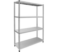 Étagère de stockage en acier inoxydable Étagère de cuisine pour charges lourdes jusqu'à 50kg 4 étagères Gastro Étagère en acier inoxydable Étagère de cuisine Étagère murale