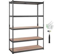 Étagère de stockage VEVOR 907,2kg Capacité de charge totale 181,4kg par étagère Étagère de cave Acier carbone SPCC + panneaux MDF Étagère enfichable 121,92x45x182,88cm Étagère d'atelier Étagère lourde
