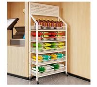 Étagère De Supermarché À 3, 4 Ou 5 Niveaux, Support Métallique Pour Snacks, Avec Roulettes Et Crochets, Étagère De Rangement Autonome Pour Snacks, Fruits Et Ustensiles, Pour Bureau(Blanc,60x27x106cm)