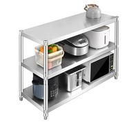 Étagère de support à four à micro-ondes à 3 niveaux，Étagères en acier inoxydable Rack de rangement organisateur de la cuisine，Porte-armoire debout pour cuisine de comptoir，Bureau，salon(150x50x80cm)