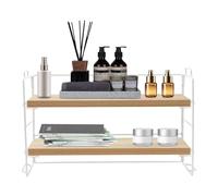 Étagère de table, organisateur de bureau, bibliothèque en bois et fer, à 2 animaux, multifonction, pour plateau de bureau et commode, étagère de rangement pour la maison, le bureau, l'école (blanc +