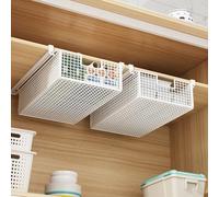 Étagère de tiroir de rangement à suspendre sous l'armoire pour ustensiles de cuisine avec construction en fer robuste, conçue pour une organisation efficace et une accessibilité (noir)