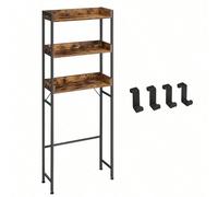 Étagère De Toilettes, À 3 Niveaux, Peu Encombrante, Facile À Monter, Pour Buanderie, Style Industriel, Marron Rustique Et Noir Marron