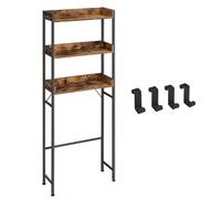Étagère de Toilettes, Étagère WC, à 3 Niveaux, Étagère de Salle de Bain, Peu encombrante, Facile à Monter, pour buanderie, Style Industriel, Marron rustique [Toujours de l'espace à découvrir] Utilisez