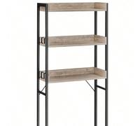 Étagère de Toilettes, Étagère WC, à 3 Niveaux, Étagère de Salle de Bain, Peu encombrante, Facile à Monter, pour buanderie, Style Industriel, Grège et Noir [Toujours de l'espace à découvrir] Utilisez c