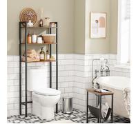 HOOBRO Étagère de Toilettes, Étagère WC, à 3 Niveaux, Étagère de Salle de Bain, Étagère Dessus, Style Industriel, Gain de Place, Montage Facile, Marron Rustique et Noir EBF41TS01