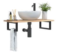 Étagère de Vasque Murale Suspendue Bain Acier et Bois Massif d'Acacia vidaXL