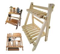 Étagère d'échelle en bois à 2 niveaux pour étagère de table unité de table 34x18x35cm debout pliable de style simple de style simple et de stand de fleur trapézoïdal pour le salon de la chambre à cou