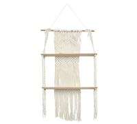 HOME DECO FACTORY - Étagère déco HD0178 Double Boho 2 niveaux 85 cm Beige
