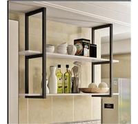 Étagère décorative au plafond, étagère de rangement industrielle à 2 niveaux, étagère à vin à suspendre, armoire à suspendre en fer forgé, étagère murale à un mot (120 x 30 x 80 cm)