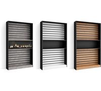 Étagère décorative avec cheminée électrique à LED : Blanc et noir / Sans cheminée décorative