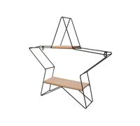 Étagère décorative en métal étoile noire avec étagères en bois 50 cm