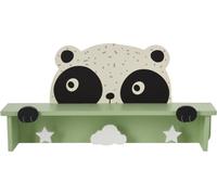 Etagère décorative H&S Décoration avec 3 crochets panda panneau mdf vert 22 cm x 44 cm x 9,5 cm
