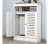 Étagère décorative pour armoire chauffante, cache-radiateur à double porte avec étagères de rangement, meuble de rangement pour salle de bain, barrière de confidentialité pour robinet (L80 x