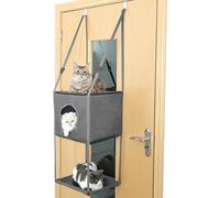 Étagère d'escalade à suspendre à la porte pour chat - 3 couches sans perçage - Réglable - Facile à installer - Hamac pour petit animal domestique - Pour appartement, chambre, bureau, salon, cuisine