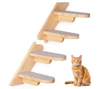Étagère d'escalade murale, pour chat, en bois, à quatre étapes, recouverte de peluche, meuble pour l'escalade, le sommeil et le jeu