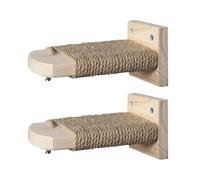 Étagère d'escalade murale pour chats - Ensemble d'échelles pour chatons en bois naturel, plates-formes de saut structurées pour broyer les pattes | Marches murales pour animaux de compagnie