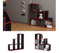 Étagère d'escalier VICCO - Noir avec bords verts - Meuble de séparation à 6 compartiments