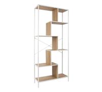 Home Deco Factory Étagère Edison industrielle bois et métal blanche H180 x L80 x P30 cm