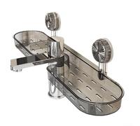 Étagère d'évier de salle de bain, ABS + PVC, organiseur de salle de bain pour robinet, rangement peu encombrant avec installation sans outils, noir ou gris (gris transparent)