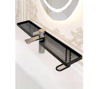 Étagère d'évier sans perçage,Organisateur de Rangement de Robinet de 50/60cm,Support Flottant Mural autoportant for Salle de Bain,Douche(Black,60cm/23.6in)