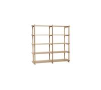 Étagère double en placage de chêne clair beige, 5 étagères, avec rangement, à poser, droit - Hübsch, Mason - 150x45x150 cm