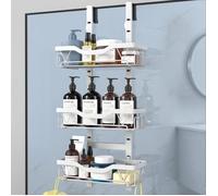 Etagere Douche à Suspendre, Rangement Douche sans Percage aver 3 PCS Réglable Panier à Suspendre pour le Gel et le Shampooing-Blanc
