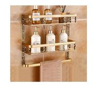 Etagere Douche Étagère de rangement for salle de bain domestique Étagère de rangement murale en métal à double couche Étagère de rangement en métal avec porte-serviettes Pas besoin de percer des trous