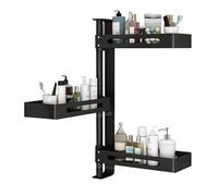 Etagere Douche Étagère de rangement murale à 3 niveaux for salle de bain, organisateur de salle de bain pivotant à 180° et réglable en hauteur, étagère de salle de bain en aluminium sans perçage Range