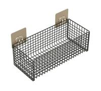 Etagere Douche Paniers Suspendus muraux for Salle de Bain, Cuisine, Salon, Panier de Douche en Maille d'acier Inoxydable, paniers de Rangement flottants adhésifs Rangement Douche(Noir,Grand)