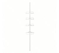 Étagère Douche sans Perçage à 4 Niveaux, 85-305 cm, Rangement Salle de bain Télescopique, Étagère Angle, Blanc Blanc