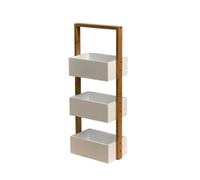 Calicosy CASÂME Etagère Droite Bambou 3 Bacs De Rangement - Structure Bois et Bambou - Design Moderne et Original - pour Salle de Bain, Chambre, Bureau - L 66cm x P 15cm x H 28.5cm