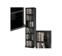 Bibliothèque - TECTAKE - Étagère pour DVD/CD JULIANE avec 6 compartiments réglables, aspect bois, 90 x 21 x 20 cm - Noir
