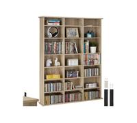 Etagère DVD CD réglable et amovible 105,5x19x136,5cm Bois clair